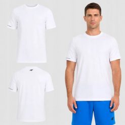 KOSZULKA MĘSKA 4F T-SHIRT BAWEŁNIANY SPORTOWY NA CO DZIEŃ M3322 SS26. Czarne koszulki sportowe męskie 4f, m, bez wzorów, z bawełny, bez kołnierzyka, bez ramiączek, na fitness i siłownię. Za 181.97 zł.