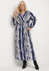 Niebieska Kopertowa Sukienka z Wiskozą i Paskiem w Talii Noranea. Niebieskie sukienki damskie Born2be, na co dzień, na wiosnę, xl, bez wzorów, z wiskozy, eleganckie, bez kołnierzyka, bez ramiączek, maxi, kopertowe. Za 109.99 zł.