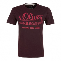 S.Oliver T-Shirt Męski L Burgund. Czerwone t-shirty męskie S.Oliver, z nadrukiem. Za 39.90 zł.