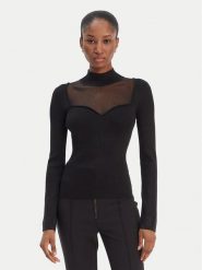 Guess Sweter W6RR45 Z4842 Czarny Regular Fit. Czarne swetry damskie Guess, l, z aplikacjami, z syntetyku, bez kołnierzyka, bez ramiączek, bez kaptura. Za 439.99 zł.