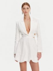 Bardot Sukienka letnia 59860DB Biały Regular Fit. Białe sukienki damskie Bardot, na lato, bez wzorów, ze lnu, bez kołnierzyka, bez ramiączek. Za 499.99 zł.