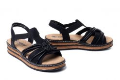 RIEKER 62969-00 black, sandały damskie. Czarne sandały damskie Rieker, bez wzorów, bez obcasa, bez zapięcia. Za 319.90 zł.