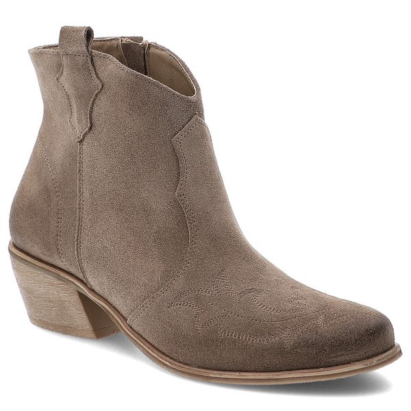 Beżowe Botki Armodo Stylowe Kowbojki Damskie. Brązowe kozaki damskie Armodo, z jeansu, bez obcasa, na obcasie. Za 348.99 zł.