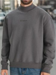 Bluza ze stójką - szary. Szare bluzy damskie Sinsay, l, bez wzorów, bez kaptura. W wyprzedaży za 19.99 zł.