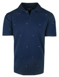 Koszulka Polo, Męska - Pako Jeans - Granatowa w Małe Żaglówki. Niebieskie koszulki polo męskie Pako Jeans, m, bez wzorów, z bawełny, casualowe, bez ramiączek. Za 115.00 zł.