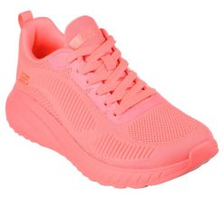 Buty do chodzenia damskie Skechers Bobs Neon Coral. Czerwone obuwie sportowe damskie Skechers, bez wzorów, z materiału, trekkingowe. Za 346.50 zł.