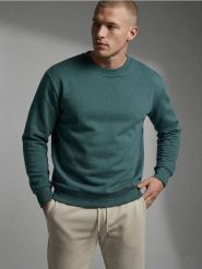 Bluza crewneck basic - ciemny turkus. Bluzy męskie Sinsay, l, bez wzorów, bez kaptura. Za 29.99 zł.