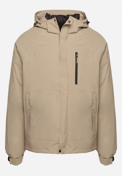 Ciemnobeżowa Klasyczna Kurtka z Odpinanym Kapturem i Ściągaczami Valentura. Brązowe kurtki męskie Born2be, m, bez wzorów, z jeansu. Za 144.99 zł.