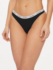 Calvin Klein Underwear Stringi 000QD5043E Czarny. Czarne stringi damskie Calvin Klein Underwear, xl, bez wzorów, z bawełny. Za 59.99 zł.