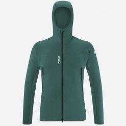 Bluza turystyczna męska Millet Fusion Grid Hoodie active fit POLARTEC Powergrid. Zielone bluzy męskie Millet, m, bez wzorów, z tkaniny, bez kaptura, trekkingowe. W wyprzedaży za 459.00 zł.