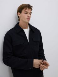 Kurtka koszulowa - czarny. Czarne kurtki męskie Reserved, l, bez wzorów, z bawełny, bez kaptura. Za 199.99 zł.