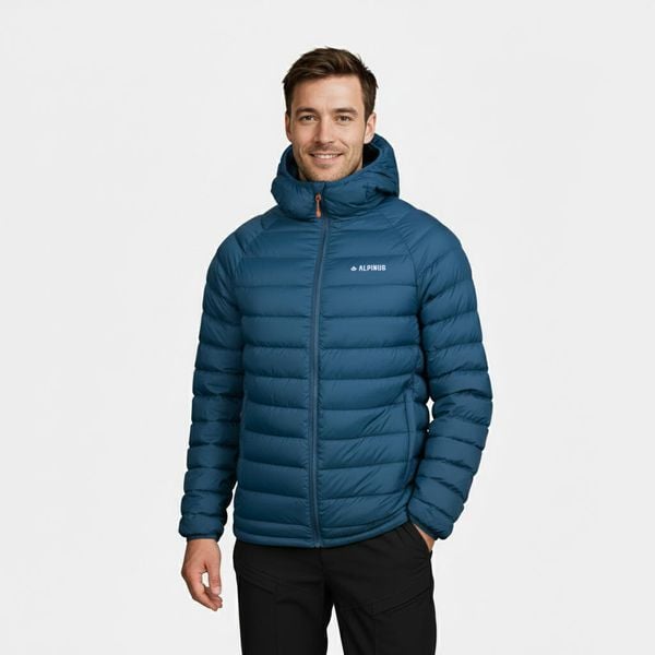 Kurtka męska Alpinus Hozat impregnacji DWR. Niebieskie kurtki męskie Alpinus, m, bez wzorów, z puchu, trekkingowe. Za 349.00 zł.