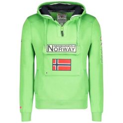 Bluza Geographical Norway GYMCLASS FLASH GREEN MEN 054 POP jaskrawa zieleń. Zielone bluzy sportowe męskie Geographical Norway, bez wzorów, bez kaptura. Za 149.00 zł.