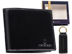 Zestaw prezentowy Peterson PTN SET-M-N994-GVT czarny. Czarne portfele męskie Peterson, bez wzorów, ze skóry. Za 84.00 zł.