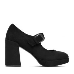 Czółenka JENNY. Czarne czółenka damskie Jenny, bez wzorów, bez obcasa, na obcasie, bez zapięcia. Za 149.99 zł.