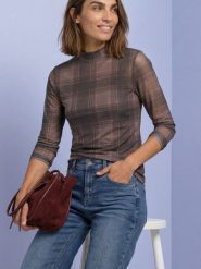 Street One koszulka z długim rękawem z siateczki Kobiety czarny|brązowy|różowy, 36. Brązowe t-shirty damskie Street One, bez wzorów, street, bez kołnierzyka. Za 199.95 zł.