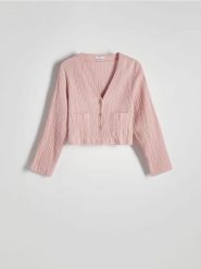 Muślinowa koszula - koralowy. Pomarańczowe koszule damskie Reserved, l, bez wzorów, z bawełny, bez kołnierzyka, bez ramiączek. W wyprzedaży za 35.99 zł.