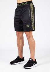 Atlanta Szorty - Czarny/Zielony. Czarne krótkie spodenki sportowe męskie GORILLA WEAR, m, bez wzorów, z poliesteru, na fitness i siłownię. Za 219.00 zł.