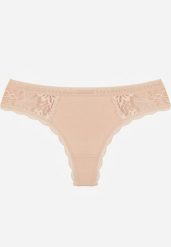 Beżowe Majtki Stringi Ozdobione Koronką z Bawełną Meniliphis. Brązowe stringi damskie Renee, l, bez wzorów, z bawełny. Za 6.99 zł.