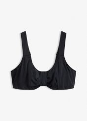 Biustonosz bikini na fiszbinach, z szybkoschnącego materiału i z wyściełanymi ramiączkami. Czarne bikini damskie bonprix, bez wzorów. Za 132.99 zł.