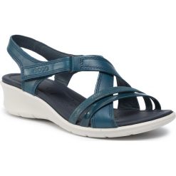 Sandały ECCO - Felicia Sandal 21651350914 Dark Petrol/Dark Petrol. Zielone klapki damskie ecco, bez wzorów, z lakierowanej skóry, bez obcasa, na obcasie, bez zapięcia. W wyprzedaży za 299.00 zł.