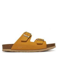 Klapki Josef Seibel. Żółte klapki damskie Josef Seibel, bez wzorów, bez obcasa. Za 249.99 zł.