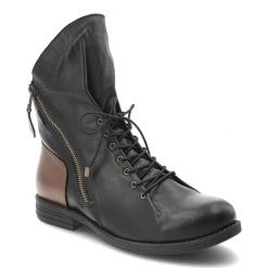 Botki damskie Artiker o sznurowanym fasonie z ozdobnym zamkiem kontrastową wstawką i niskim stabilnym obcasem czarne, 59C2601 Black. Czarne kozaki damskie Artiker, z jeansu, przed kolano, bez obcasa, na obcasie. Za 359.00 zł.