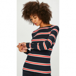 Tommy Hilfiger - Bluzka. Szare bluzki damskie Tommy Hilfiger, z bawełny, casualowe, z okrągłym kołnierzem. Za 249.90 zł.