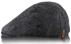 Melanżowy, Ocieplany Kaszkiet Męski z Wełną - Alties - Grafitowy. Szare czapki i kapelusze męskie Alties, na jesień, bez wzorów, z poliesteru, eleganckie. Za 79.00 zł.