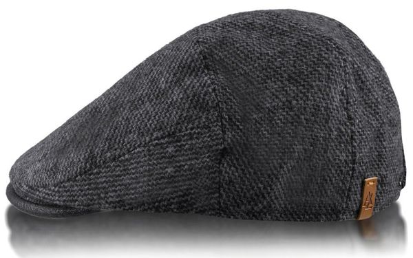 Melanżowy, Ocieplany Kaszkiet Męski z Wełną - Alties - Grafitowy. Szare czapki i kapelusze męskie Alties, na jesień, bez wzorów, z poliesteru, eleganckie. Za 79.00 zł.