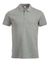 Clique Polo Manhattan w szarym melanżu – żakardowe paski przy kołnierzu – grey. Szare paski damskie CLIQUE, bez wzorów, z bawełny, biznesowe. Za 120.07 zł.