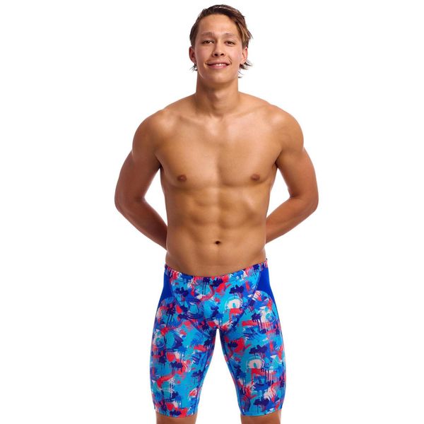 Spodenki do pływania Jammery Funky Trunks Messy Messy Messy. Niebieskie kąpielówki męskie FUNKY TRUNKS, m, bez wzorów, do pływania. Za 219.00 zł.