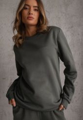 Ciemnozielona Bluza ze Ściągaczami na Dole przy Szyi i przy Rękawach Emberlie. Zielone bluzy męskie Renee, l, bez wzorów, z dresówki, bez kaptura. Za 59.99 zł.