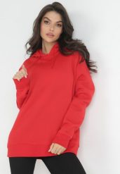 Czerwona Bluza z Kapturem i Długimi Rękawami Agnentha. Czerwone bluzy damskie Born2be, xl, bez wzorów, z kapturem. Za 59.99 zł.