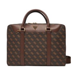 Torba na laptopa Guess. Brązowe torby na laptopa męskie Guess, z aplikacjami. Za 449.99 zł.