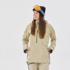Kurtka narciarska damska Wedze FR900. Brązowe kurtki snowboardowe damskie WED'ZE, m, bez wzorów, z materiału, długie, bez kaptura, narciarskie. W wyprzedaży za 599.99 zł.