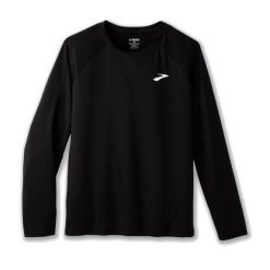 Longsleeve do biegania męski Brooks Atmosphere 2.0. Czarne koszulki sportowe męskie Brooks, m, bez wzorów, bez kołnierzyka, bez ramiączek, do biegania. Za 149.99 zł.