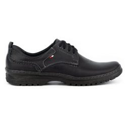 Olivier Buty męskie skórzane casual 221GT czarne. Czarne półbuty na co dzień męskie ze skóry, biznesowe, bez zapięcia. Za 319.69 zł.