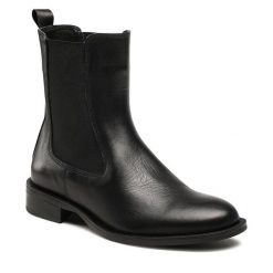 Sztyblety GINO ROSSI. Czarne botki damskie Gino Rossi, bez obcasa, na płaskiej podeszwie, bez zapięcia. Za 196.99 zł.