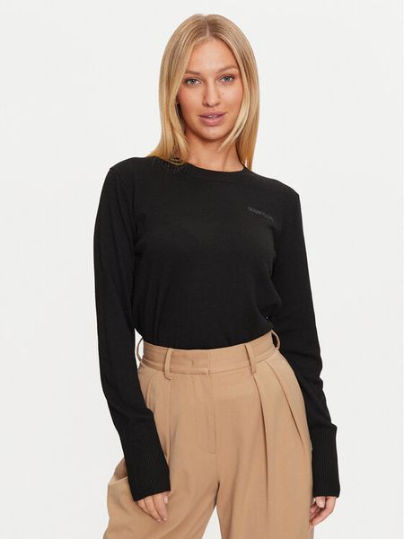 Guess Jeans Sweter W4BR83 Z3HO2 Czarny Regular Fit. Czarne swetry damskie Guess Jeans, s, z aplikacjami, z jeansu, bez kołnierzyka, bez ramiączek, bez kaptura. Za 179.99 zł.