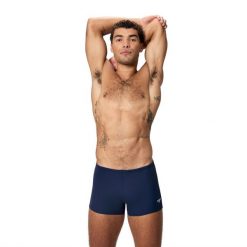 Spodenki kąpielowe męskie Speedo End+ Logo Aquashort. Niebieskie kąpielówki męskie Speedo, l, bez wzorów, z materiału, na fitness i siłownię. Za 139.99 zł.