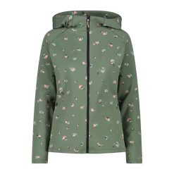 Damska kurtka wodoodporna CMP 4-way. Zielone kurtki damskie CMP, bez wzorów, z softshellu, bez kaptura, trekkingowe. Za 334.95 zł.