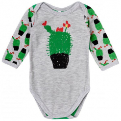 Garnamama Body Dziecięce Z Kwitnącym Kaktusem 56 Szare. Szare body niemowlęce Garnamama, z nadrukiem, z długim rękawem. Za 33.00 zł.