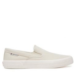 Tenisówki Tommy Jeans. Brązowe trampki męskie Tommy Jeans, bez wzorów, z jeansu, bez zapięcia. Za 149.99 zł.