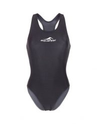 Strój kąpielowy damski Aquafeel Aquafeelback. Czarne kostiumy jednoczęściowe damskie Aquafeel, bez wzorów, z materiału, sportowe, do pływania. Za 169.99 zł.