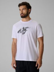 4F T-shirt regular z nadrukiem męski - biały 3XL. Białe t-shirty męskie 4f, m, bez wzorów, z bawełny, biznesowe, bez kołnierzyka. Za 69.99 zł.