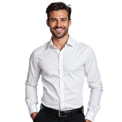 Biała gładka koszula męska z lycrą Modini Y100. Białe koszule męskie Modini Moda Męska, m, bez wzorów, z bawełny, casualowe, bez kołnierzyka, bez ramiączek. W wyprzedaży za 189.00 zł.