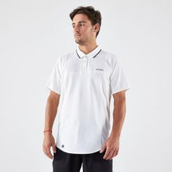 Koszulka polo do tenisa męska Artengo Dry. Białe koszulki polo męskie ARTENGO, m, bez wzorów, z elastanu, bez kołnierzyka, bez ramiączek, tenisowe. Za 69.99 zł.