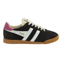 Buty do chodzenia damskie Gola Elan. Czarne obuwie sportowe damskie Gola, bez wzorów, z materiału, tenisowe. W wyprzedaży za 373.00 zł.