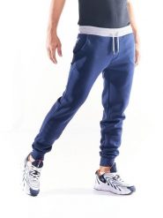 Bluza z małym logo Work Leisure Spodnie. Niebieskie bluzy sportowe męskie LEONE 1947 APPAREL, m, bez wzorów, na fitness i siłownię. Za 84.16 zł.